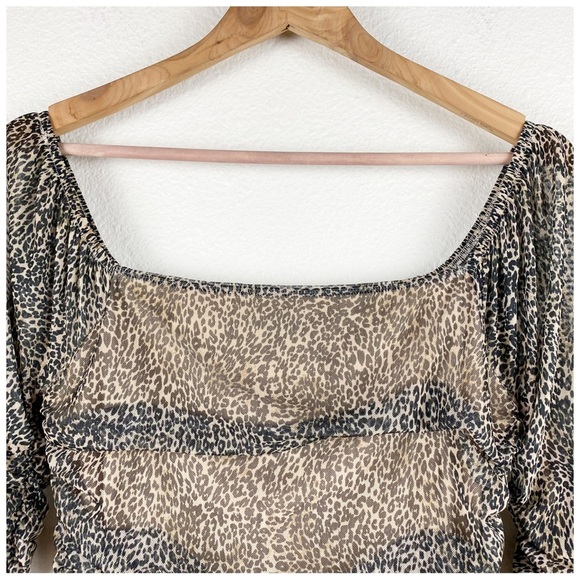 Anthropologie Shirred Animal Print Mesh Top Size Small‎ - Picture 7 of 11